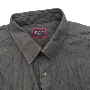 UNTUCKit Men's Large Dark Denim Blue Slim Fit‎ Button Up Long Sleeve Shirt Light